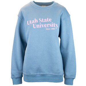 Utah state university bubble puff light blue sweatshirt